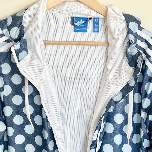 Adidas Originals Tokyo Windbreaker Blue Polka Dot Full Zip Jacket Women’s Medium - Picture 4 of 13